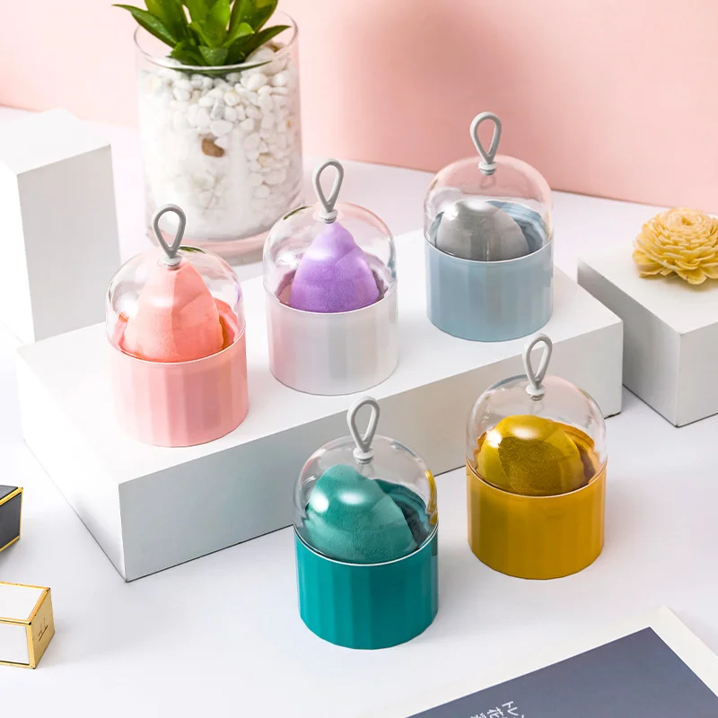 Portable Makeup Sponge Holder Waterproof Clear Lid Organizer Durable Travel Compact Cosmetic Blender Storage Box Makeup Tools