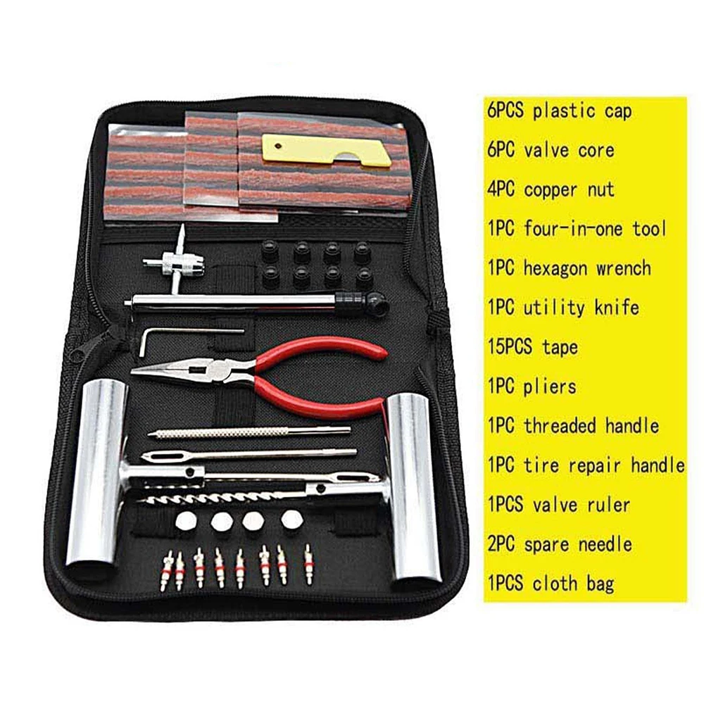 

Набор инструментов для ремонта автомобильных шин 46/62 шт., набор инструментов для ремонта шин, набор инструментов для верховой езды, ремонт автомобильных шин и велосипедов, прокольная пробка, аксессуары для гаража и автомобиля
