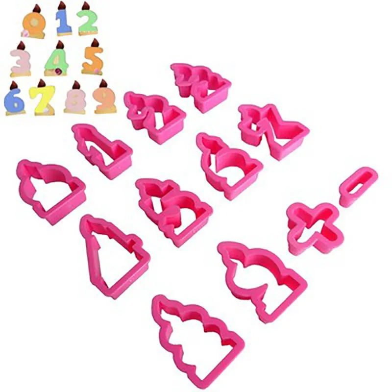 

12Pcs Birthday Candle Number Shape Cookie Cutter Custom Made Printed Fondant Biscuit Mold Kitchen Baking Cake Decorating Tools