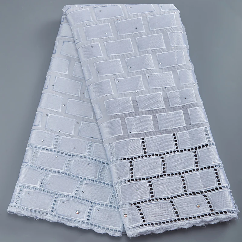 Швейцарская вуаль белая 5 ярдов Африканская Хлопковая кружевная ткань