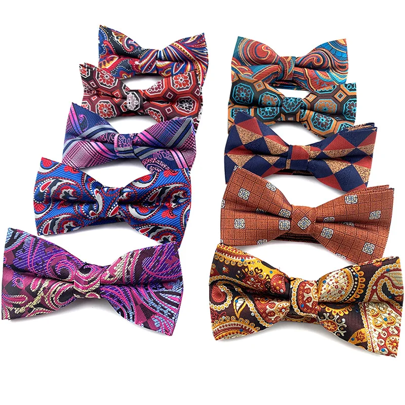 

New Stylish Men Bow Tie Double Layers High Quality Woven Bowtie Butterfly for Banquet Dinner Party