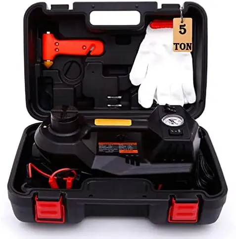 

Car Jack Kit - 5 Ton Vehicle Car Lift with Integrated Air 4 in 1 Vehicle Truck Trailer Floor Jack Stand Emergency First Aid Tir
