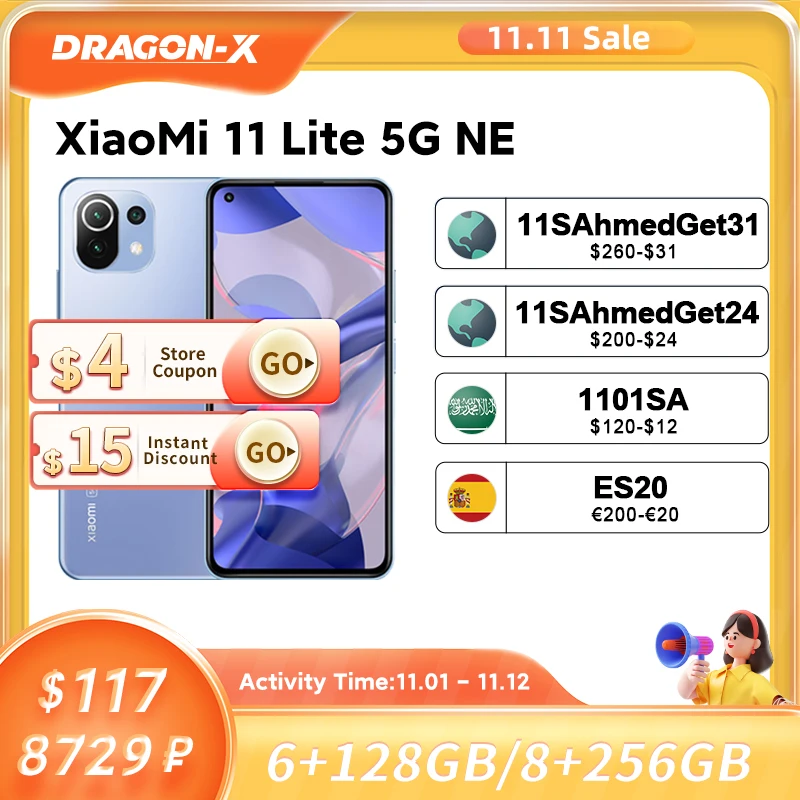 Tanie Xiaomi 11 Lite 5G NE Globalna Wersja Smartphone 128GB/256GB 64MP Kamera Snapdragon 778G Octa Core 90Hz Ceny Xiaomi 11 Lite 5G NE Globalna Wersja Smartphone 128GB/256GB 64MP Kamera Snapdragon 778G Octa Core 90Hz