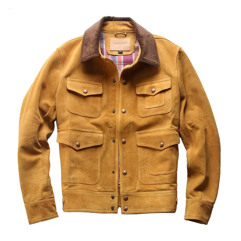 

Мужская винтажная мотоциклетная куртка из натуральной коровьей кожи