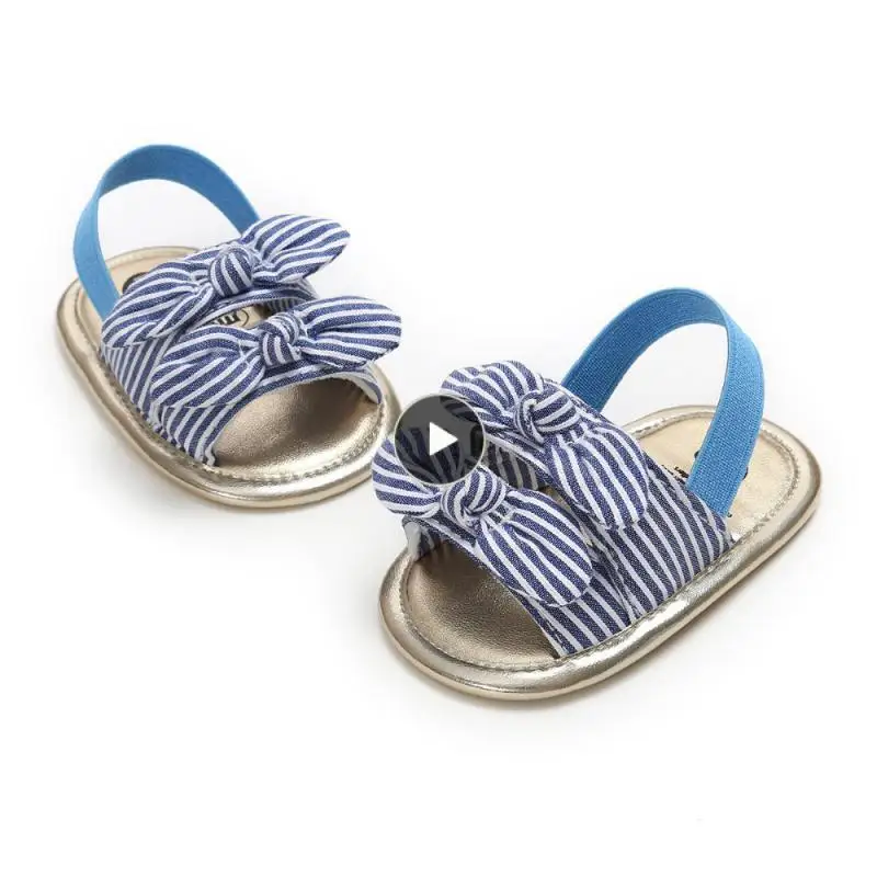 

0-18M Baby Sandals Newborn Girls Butterfly Flat With Heel Soft Cork Shoes Infant Bowknot Denim Laciness Simple Lattice Foowear