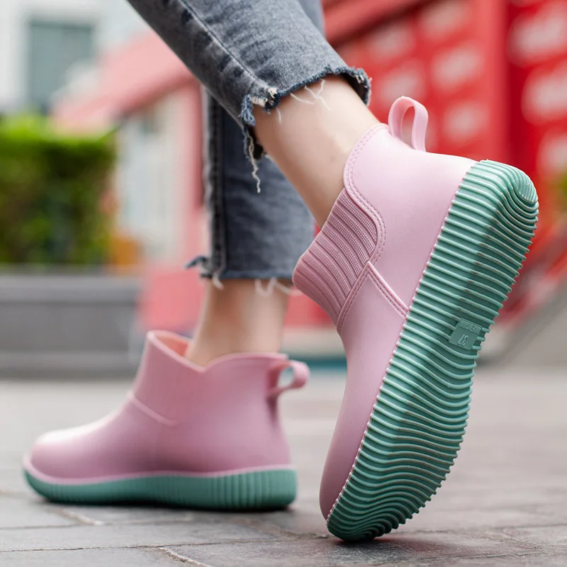 

2023 New Fashion Thick Bottom Adult Women Rain Boots Outer Wear Water Shoe Waterproof Rain Rubber Shoes Galoshes Female Rainboot