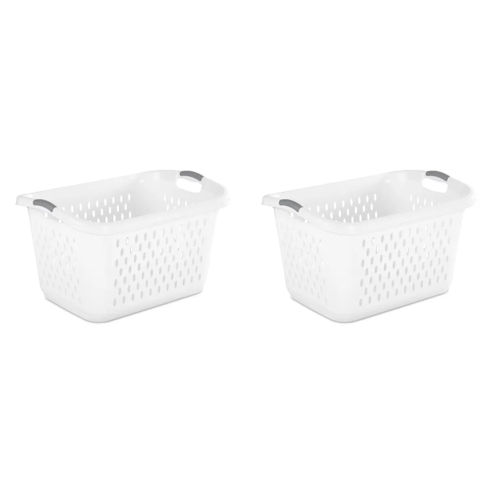 

2.7 Bushel Jumbo Plastic Laundry Baskets, White, 2 Pack Picnic Toy Storage