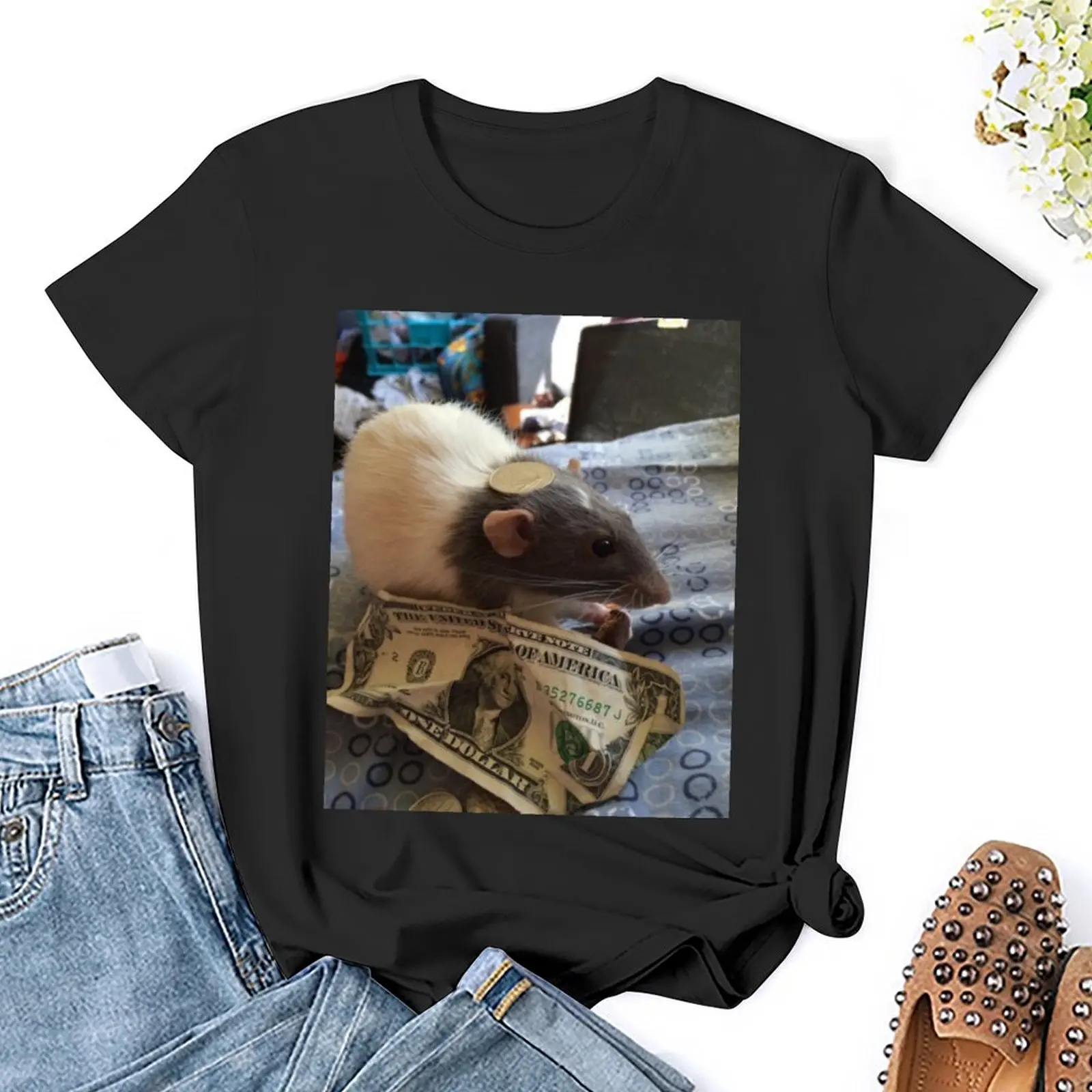 Футболка moneyrat корейская мода летняя одежда новое издание футболки для женщин