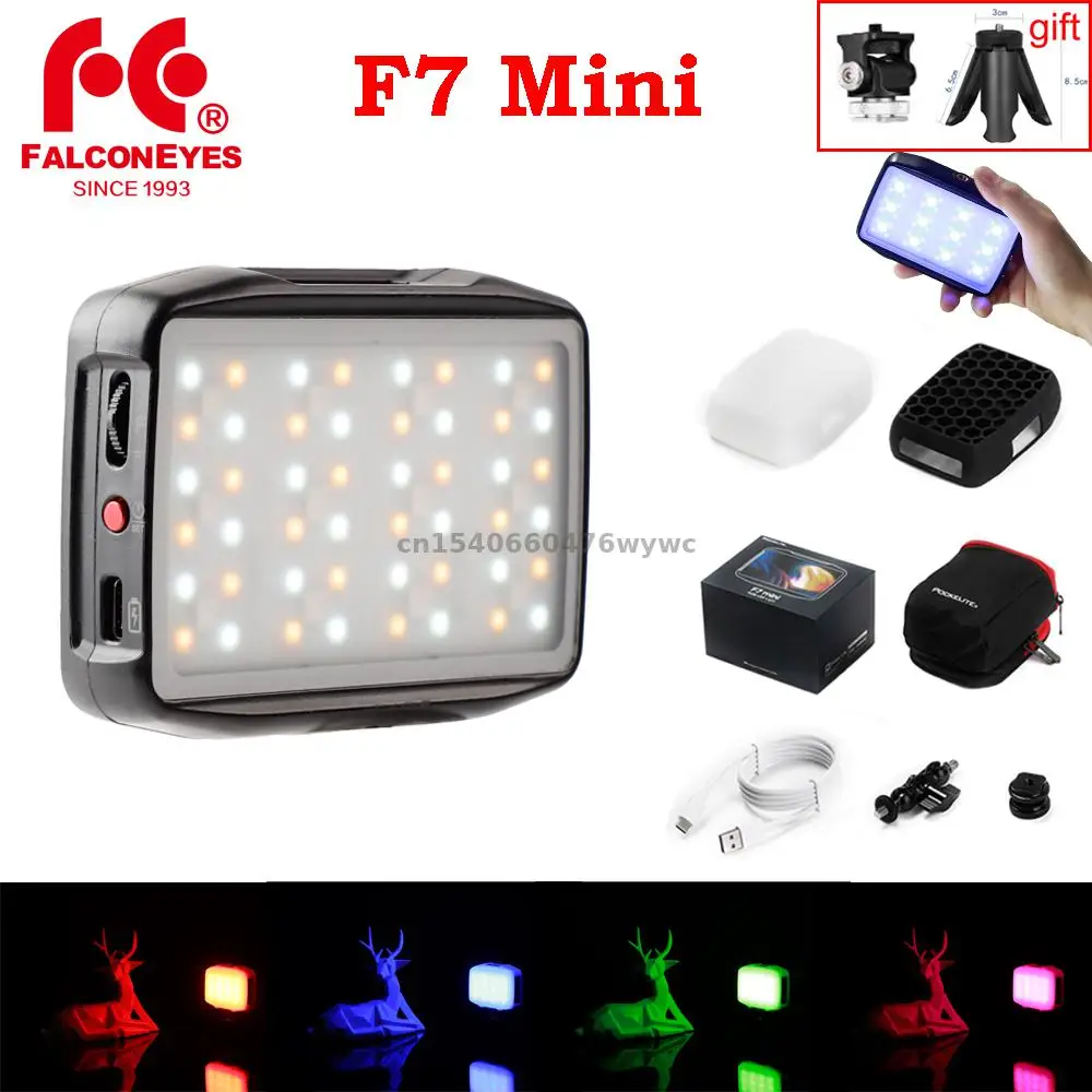 

Falcon Eyes F7 RGB Led Light Mini 5W Pocket On Camera Portable for Video studio youtube vlog Photography Lighting Fill Lamp