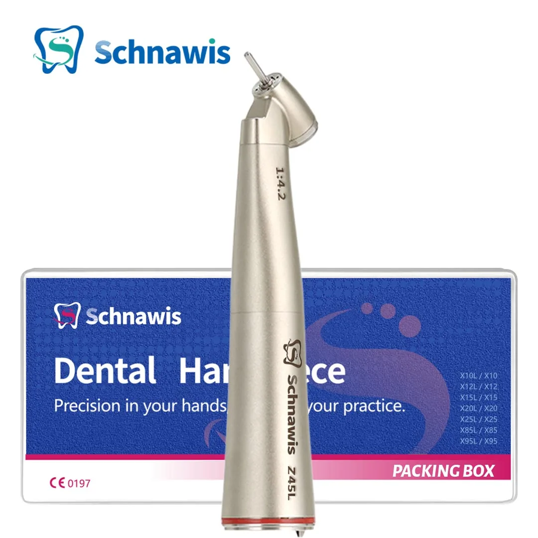 

Schnawis Dental 45 Degree Dentistry 1:4.2 Increasing Speed Surgical Handpiece Red Ring Air Turbine Contra Angle Hand Piece Z45L