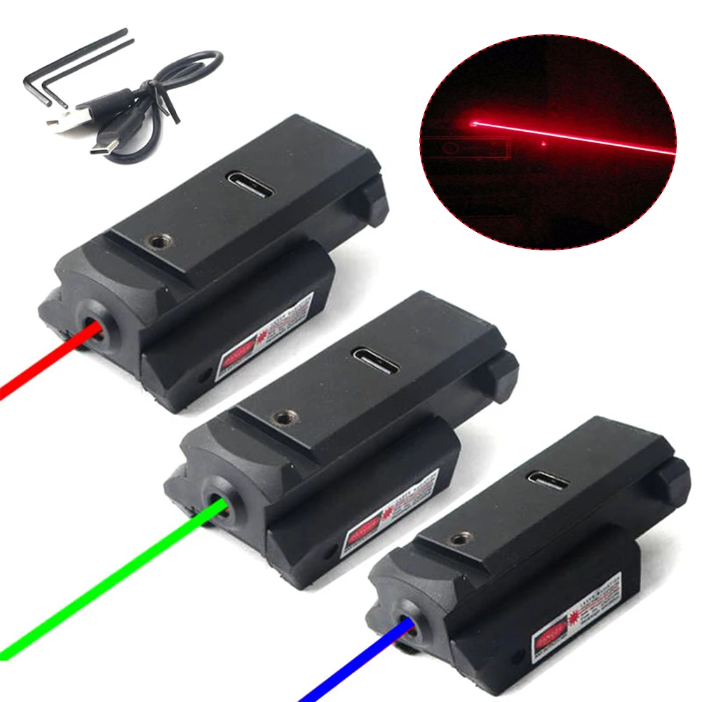 

New Laser Sight Portable Dot USB Rechargeable For 20mm Picatinny Rail With Ambidextrous Mini Green Red Blue Dot Laser Sight