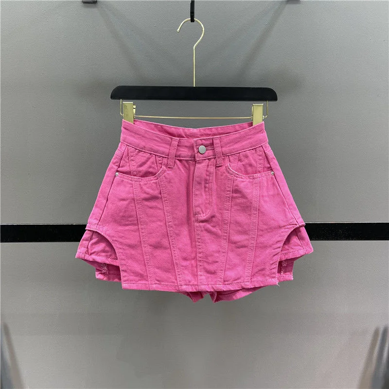 Pink Denim Skirts Shorts Girls Y2K Women Tops Short T Shirt Suit Summer  Vintage Crop Cute Kawaii Clothing Clothes For Teens