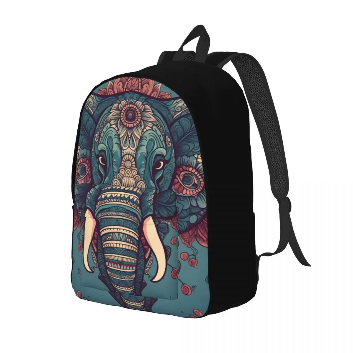 

Elephant Canvas Backpacks Animal Floral Mandala Soft Casual Backpack Back To School Bags