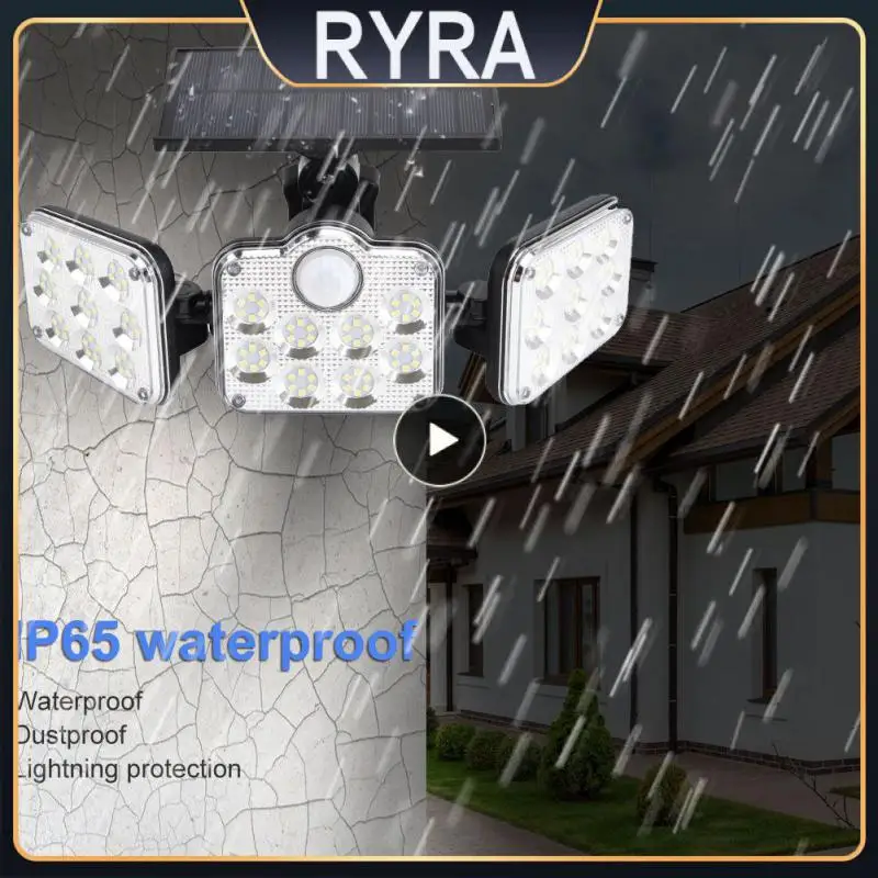 

Настенная лампа с солнечным датчиком, трехголовочный вращающийся настенный светильник для ландшафта, уличное освещение, умное дистанционное управление