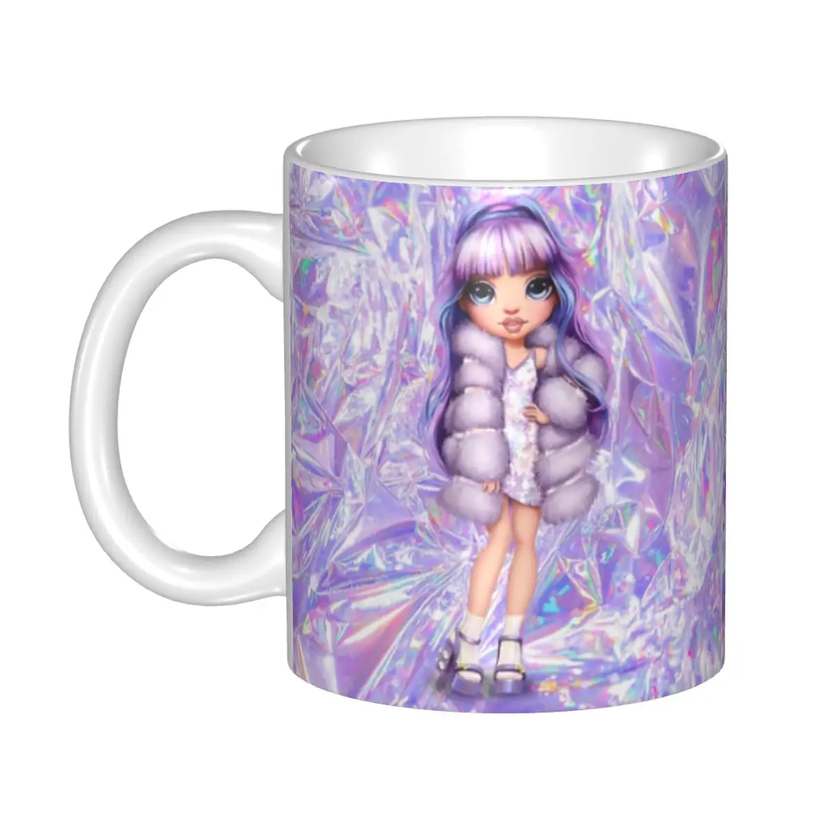 

Радужная Высокая фиолетовая ива с фиолетовыми алюминиевыми кружками, керамическая чашка для кофе на заказ, креативный подарок