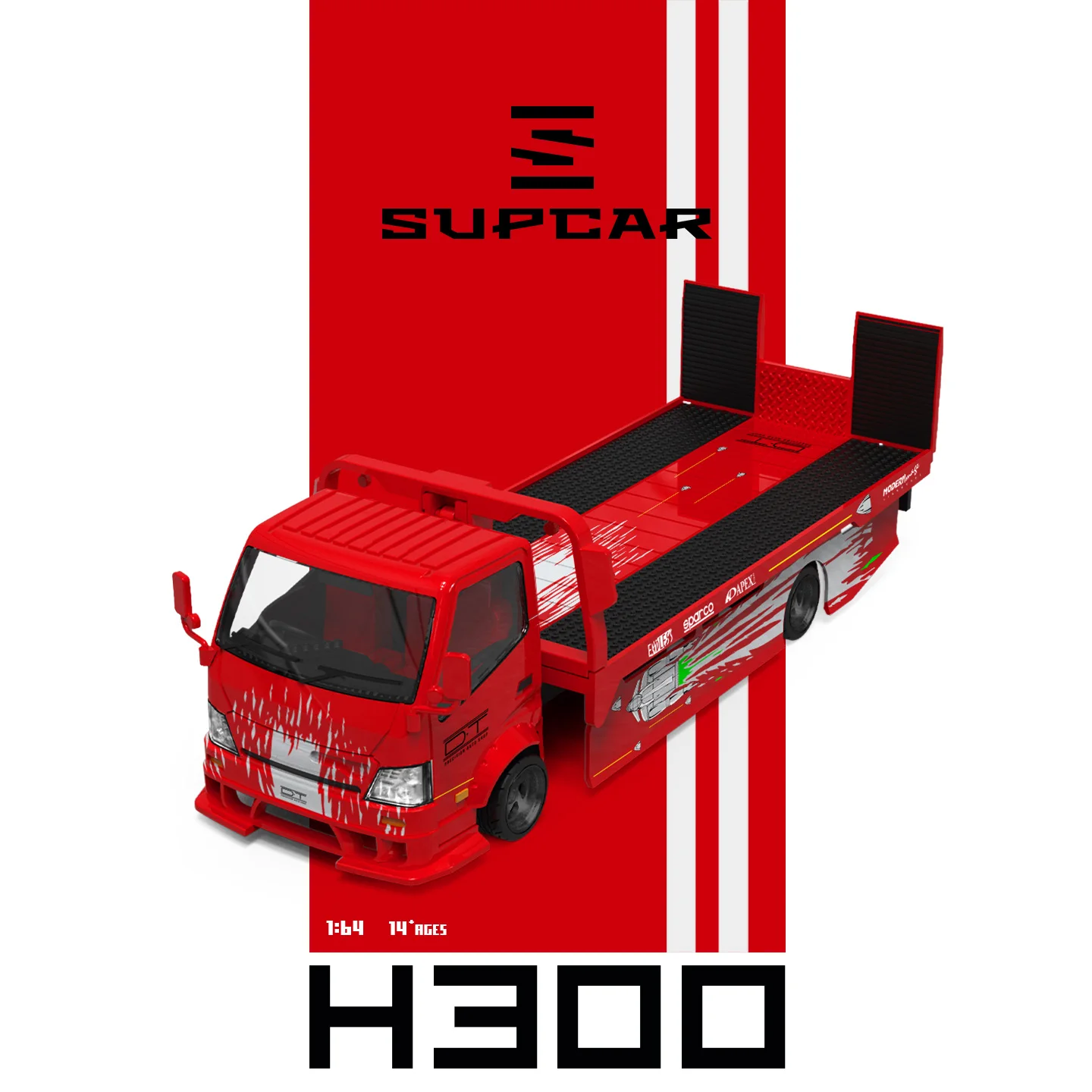Фото SC 1:64 H300 Транспортный прицеп-платформа, красный, окрашенный в цвет Gladiator, литая модель автомобиля, предзаказ №1
