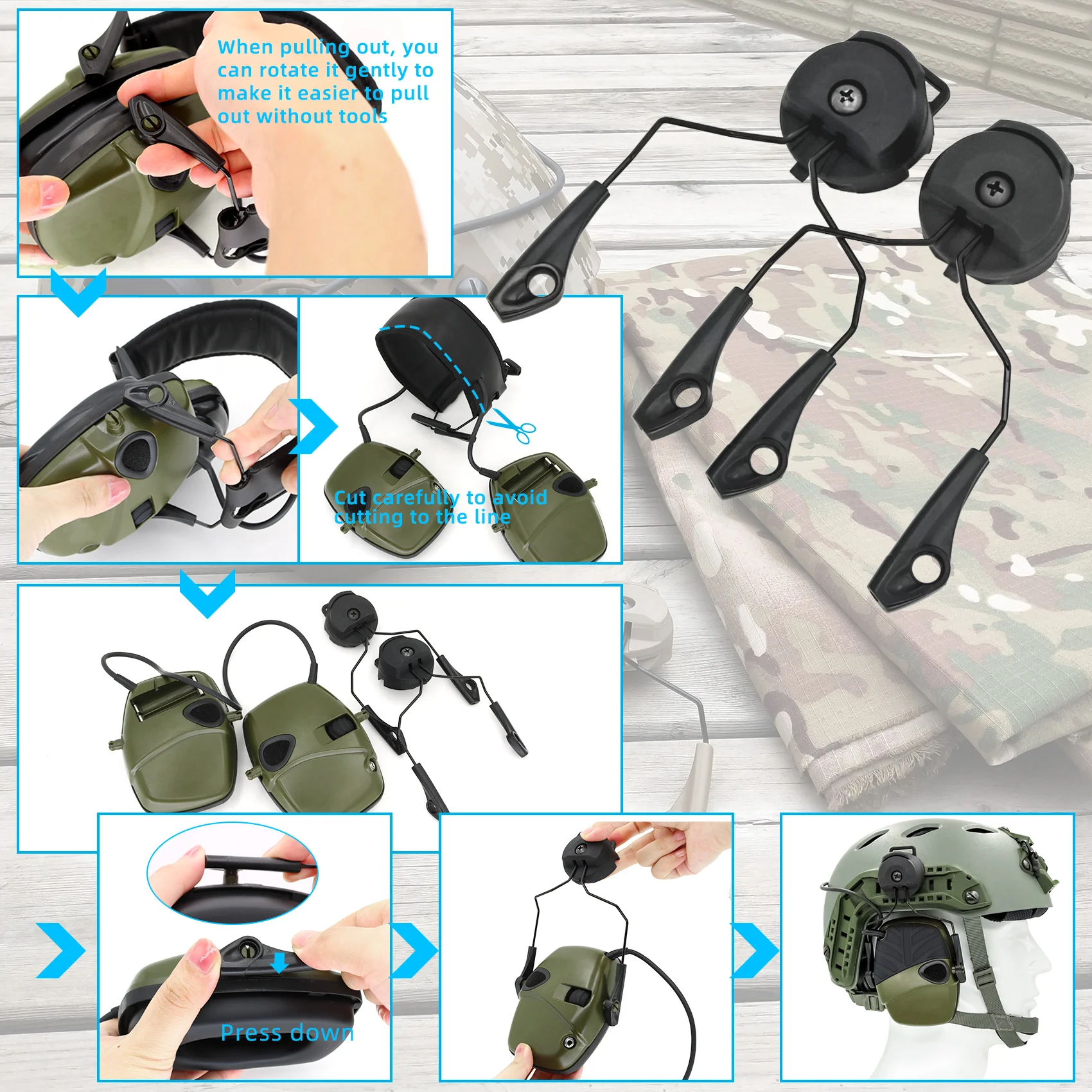 Howard Leight ARC Rail Adapter tactical helmet mount for Howard Leight by Honey Impact Sport Electronic Shooting Earmuff, Green