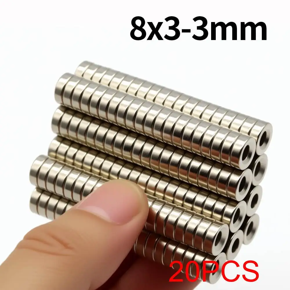 

Неодимовые магниты N35 8x3-3 мм круглые с отверстиями