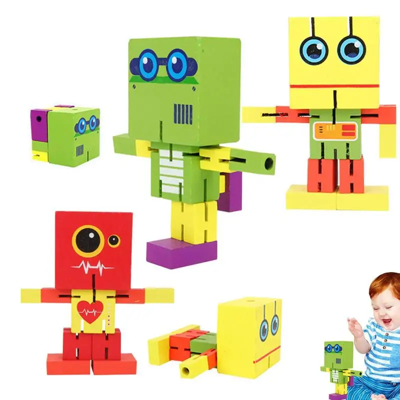 

Детские деревянные игрушки-роботы, деревянные игрушки-роботы для детей, деревянные игрушки-роботы, развивающие игрушки яркого цвета для детей