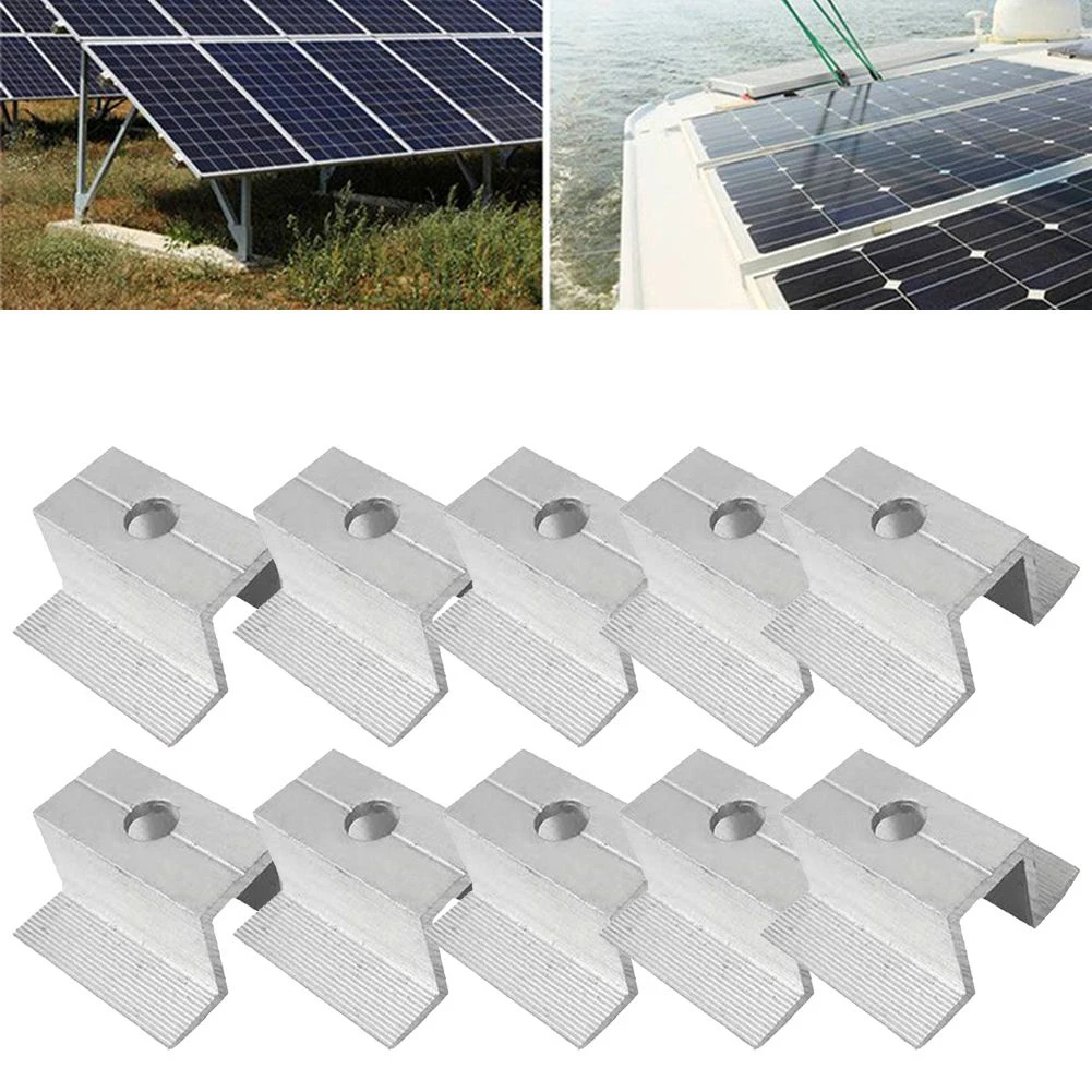 

10pcs 3.5MM Solar Middle Clamp PV For Height 25-50MM Aluminum Solar Panels 25-50mm For Most Frame Modules Power Parts