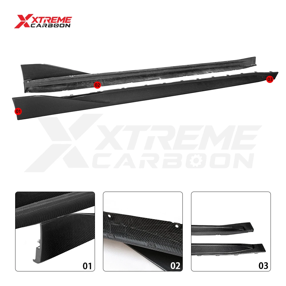 Фото Глянцевые черные боковые юбки из сухого карбона XTREME для BMW G80 G81 M3 G82 G83 M4 в стиле M Performance, комплект обвеса №2