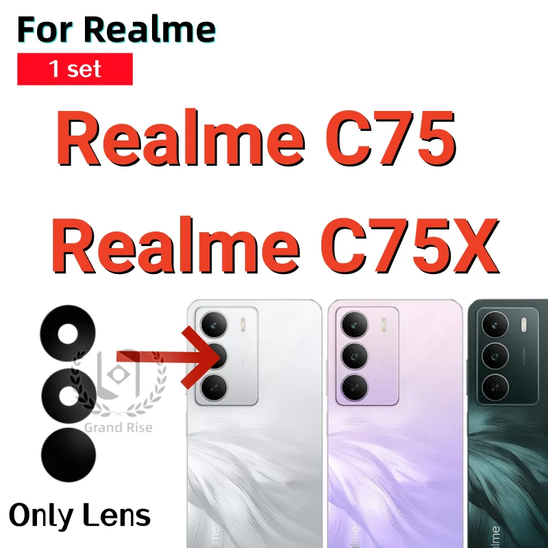 Фото Новое Заднее Стекло Объектива Камеры с Клеевой Наклейкой для Realme C53 C51 Note50 Note60 C63 C61 C65 C67 C71 C75 C75X C85 Q3 V13, Запасная Часть №4