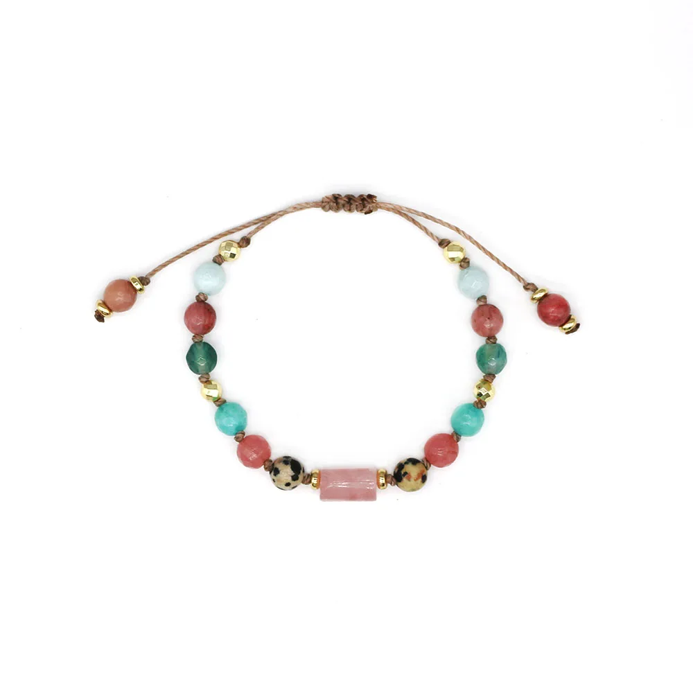 

Vlen Handmade Knot Natural Stone 6mm Beaded Bracelets for Female Jewelry Friends Pulseras Jewellery Colorful Gems Bracelet