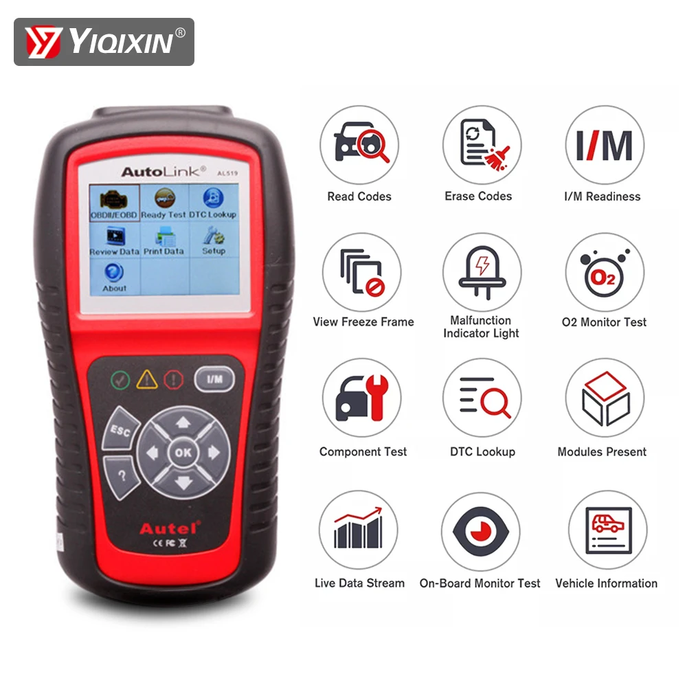 Диагностический сканер Autel AL519, диагностический сканер OBD2 CAN считыватель кода Autel AL619, диагностический инструмент, сканирование автомобильного аккумулятора, русский/испанский