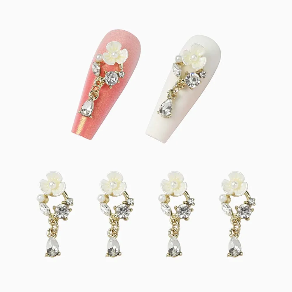 

5Pcs/set Flower Nail Decorations Lava Heart Nail Jewelry Manicure Accessories 3D Nail Art Drills Ins Style Nail Rhinestones