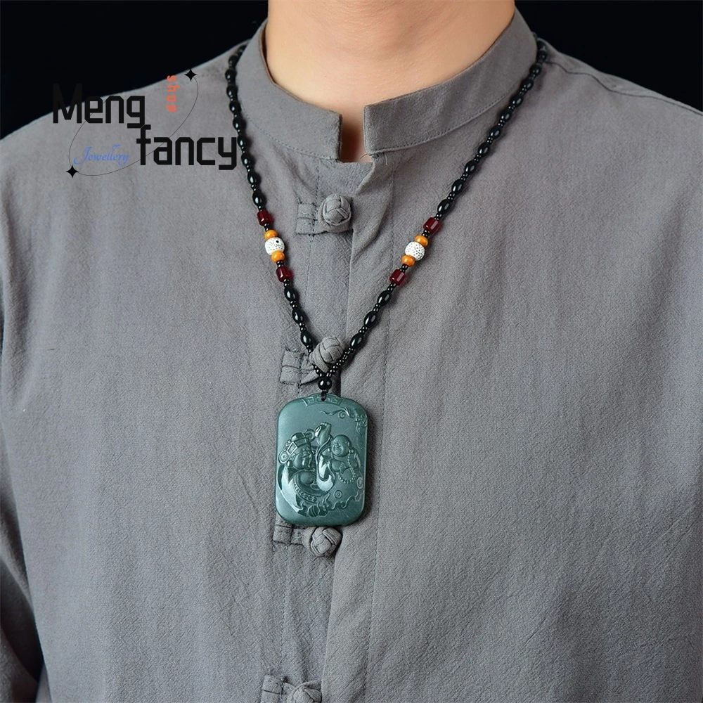 Нежный ремесленный натуральный нефрит Хэтянь Цинюй люди богатство два Wangwang