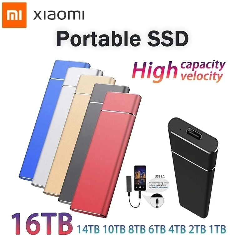 

100% высокоскоростной твердотельный накопитель для мобильных устройств SSD 8 ТБ 1 ТБ накопитель Жесткий диск для ноутбука USB 3,1 твердотельный на...