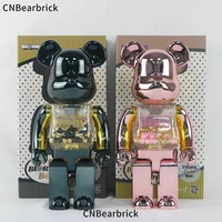 correct bearbrick electroplated black gold powder gold building block bear 400 fashion doll ornaments