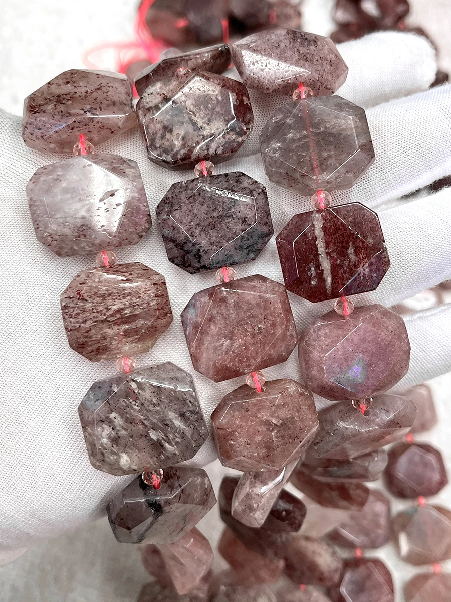 Бусины прямоугольные граненые для изготовления ювелирных изделий, россыпью, с кристаллом в виде натуральной ягоды, для ожерелий, браслетов, 15 дюймов, 18 х23 мм