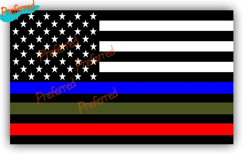 

Наклейка с американским флагом и тонкими линиями в стиле милитари и пожара, наклейка с американским флагом, синяя зеленая и красная полоса для автомобилей, грузовиков, Honor