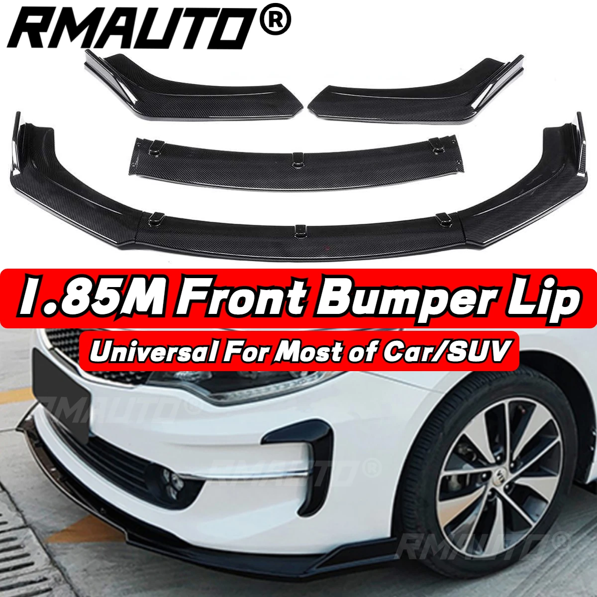 

185CM Universal Front Bumper Lip Carbon Fiber Bumper Body Kit Spoiler Diffuser Splitter For BMW For Benz For Toyota For Honda