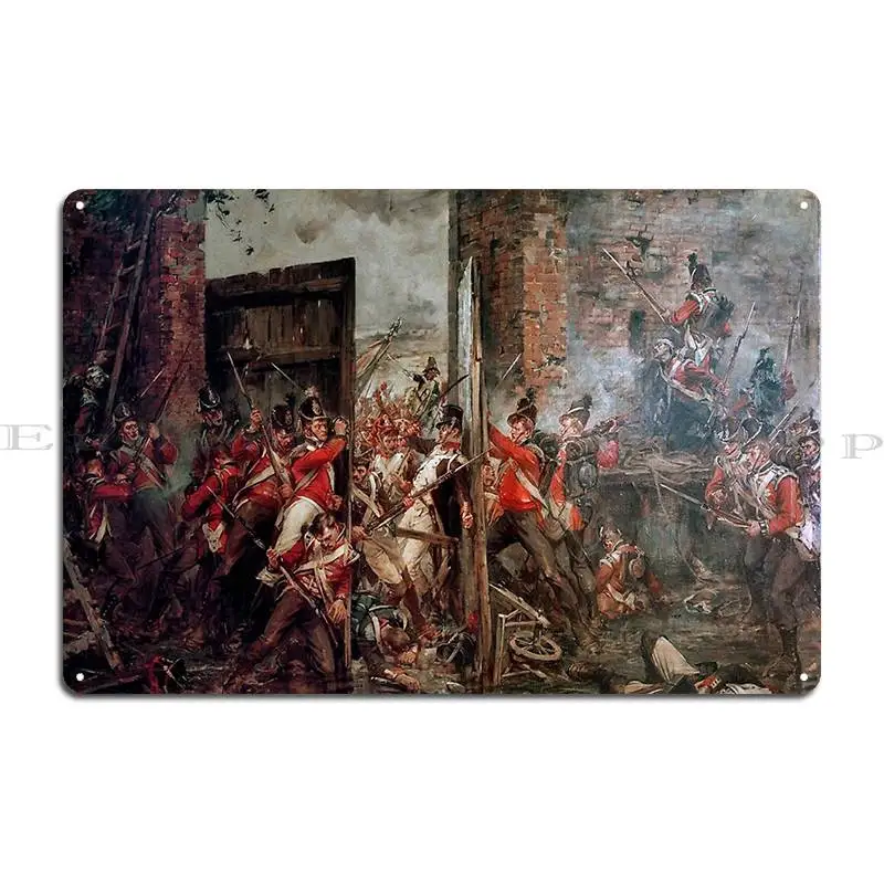Фото 1815 Наполеоновские войны, битва Ватерлоо, закрывающие ворота в Hougoumont, металлическая вывеска с принтом, настенная роспись, классический жестяной знак, плакат №2