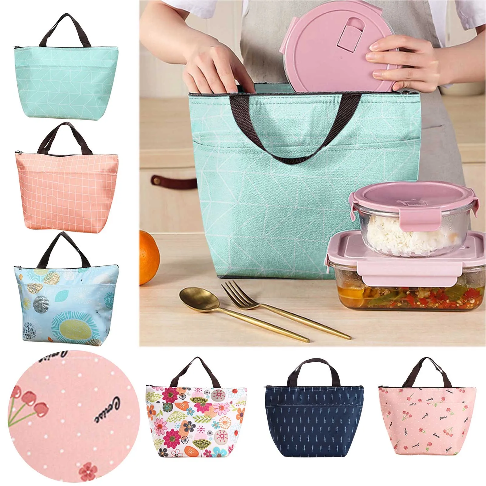 Portable Ice Pack Thermal Bag Ice Pack Bento Lunch Box Outdoor Picnic Pack Thermal Bag Lunch Bag with Water Bottle Kids