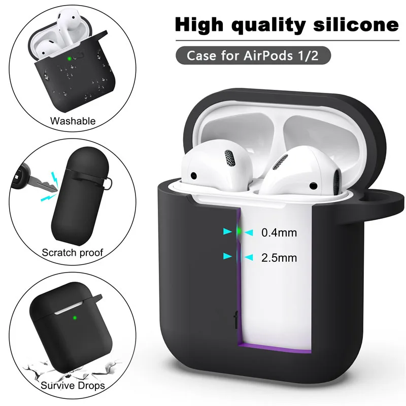 Фото Чехол для Airpods 1/2, силиконовый защитный чехол, Bluetooth, беспроводной чехол для наушников Apple Airpods2, чехол для Airpods2, аксессуары №5