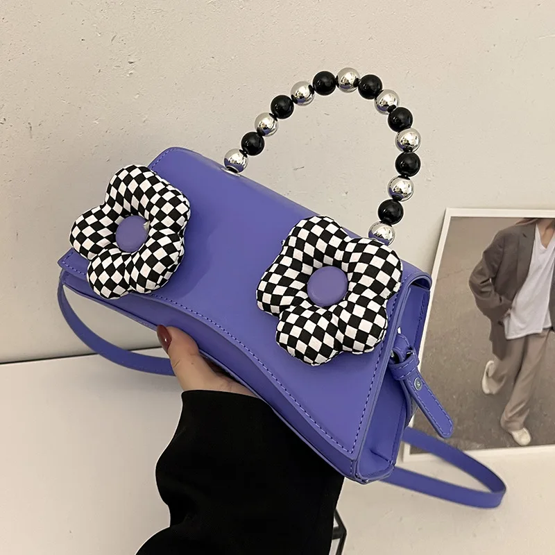 

Маленькая сумка через плечо из искусственной кожи с трехмерными цветами и короткой ручкой, лето 2022, модные сумки и кошельки