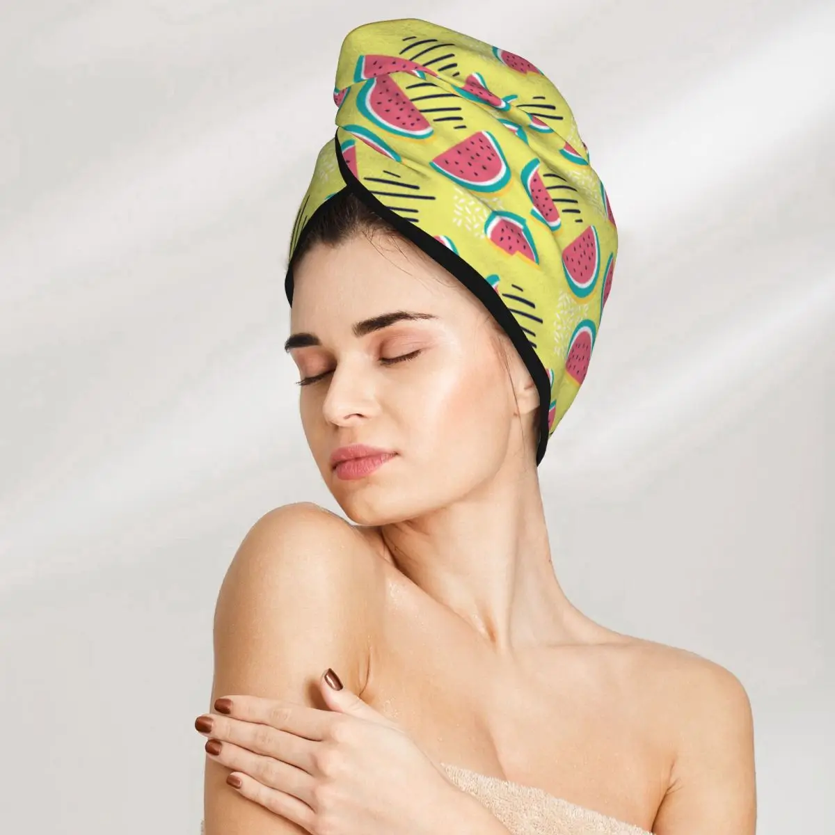 Ful Print Towel Bath Hat Dry Hair Cap Quick Drying Soft Lady Turban Head