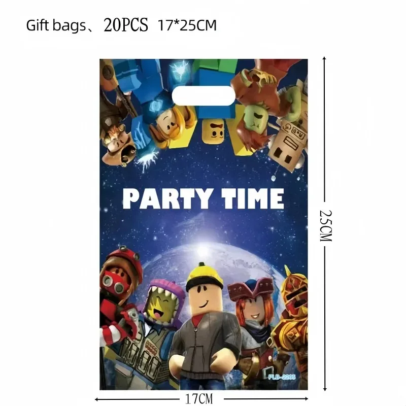 Фото Набор из 20 подарочных пакетов Roblox для дня рождения, оптовые экологичные пластиковые пакеты для конфет, тематические пакеты для праздников в стиле аниме №5