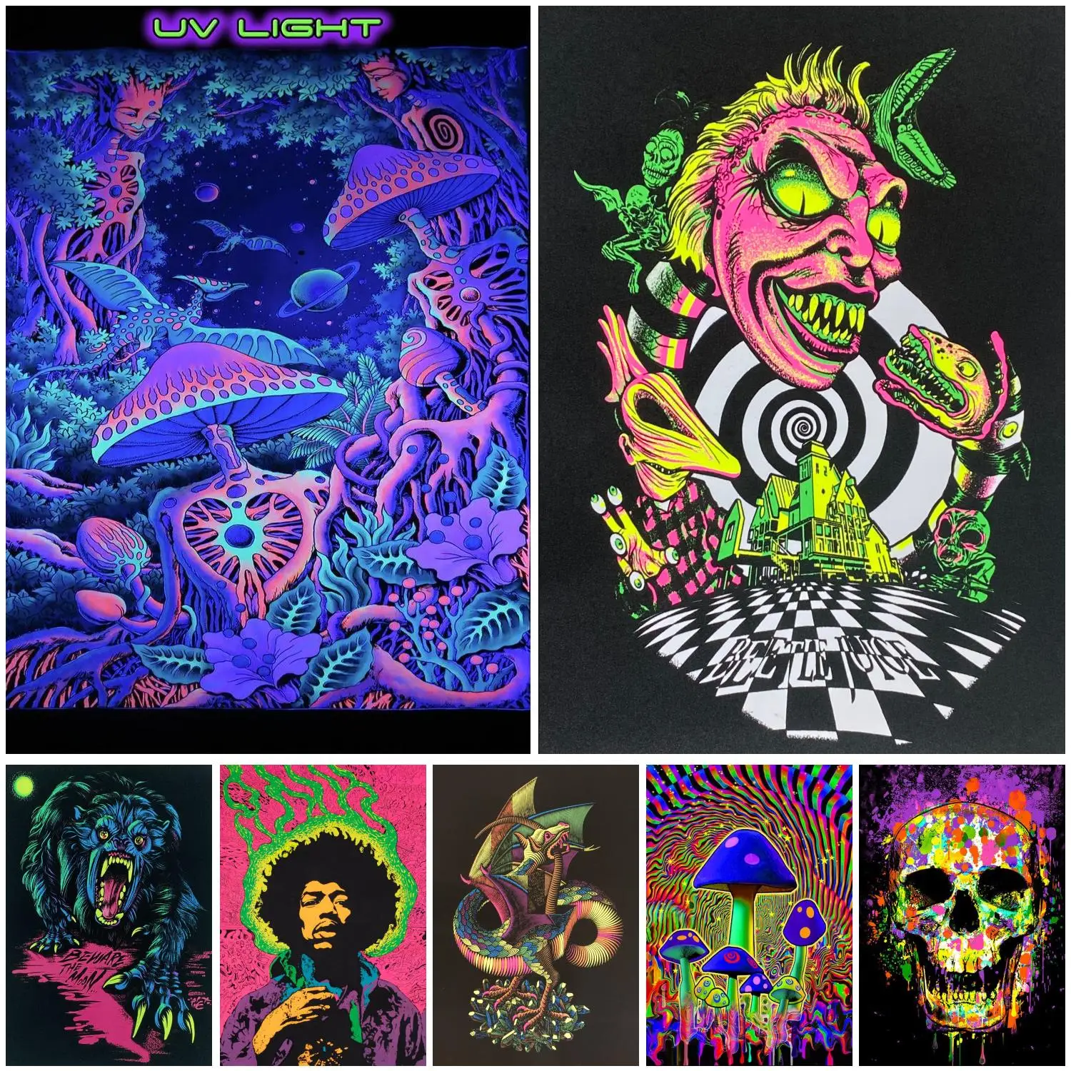 

Плакат blacklight, холст, художественный плакат и настенный художественный Рисунок, современный декор для семейной спальни, плакаты
