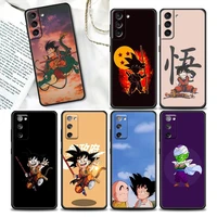 cute cartoon dragonball z phone case for samsung galaxy s20 s21 fe s10 s9 s8 s22 plus ultra case black tpu soft cover goku anime