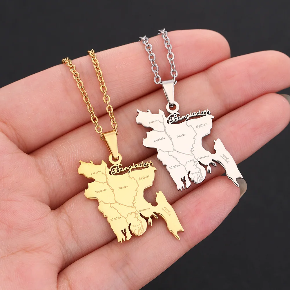 Ожерелье из нержавеющей стали с картой Бангладеш для мужчин и женщин лидер