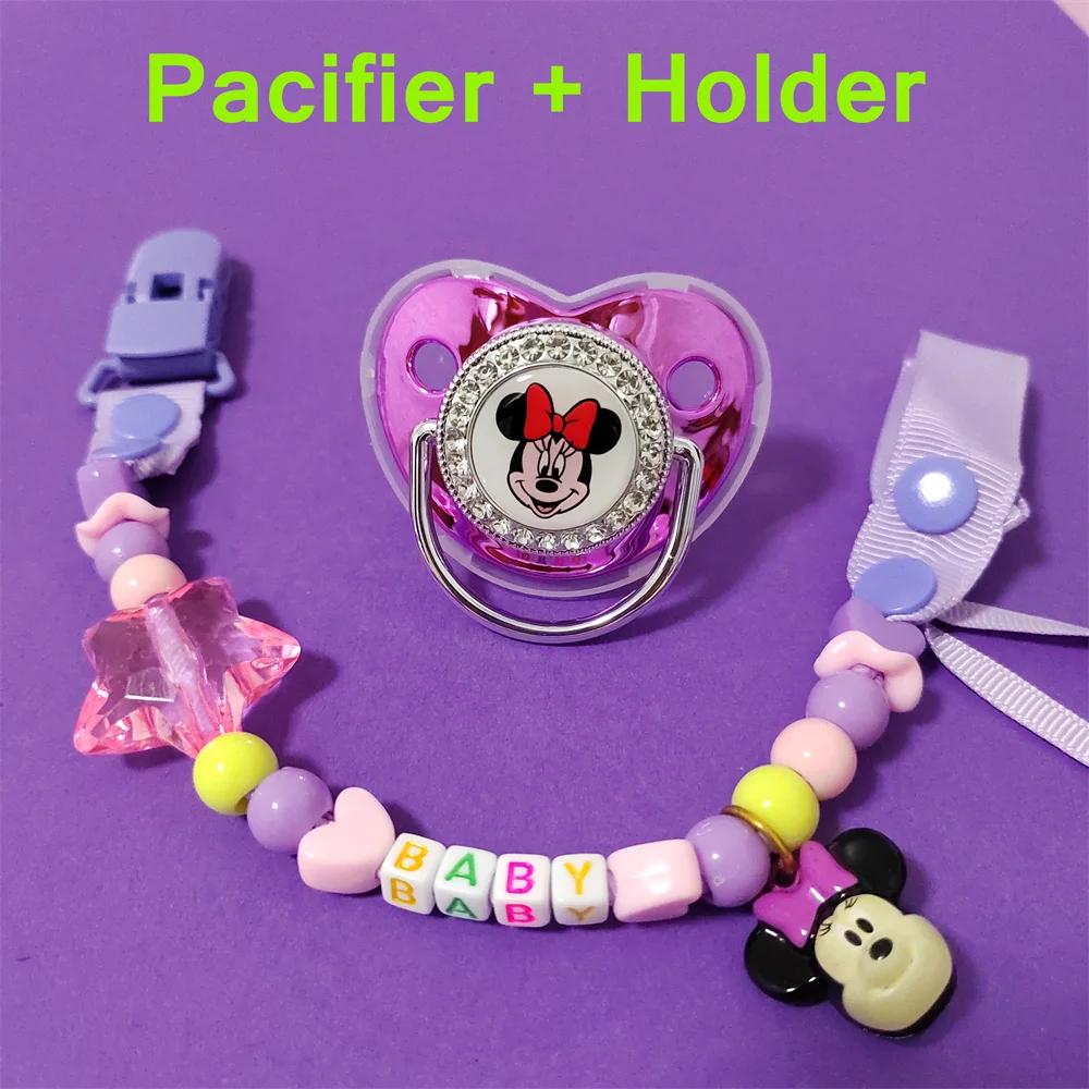 

[1 Set] Hot Sale Baby Pacifier with Beaded Chain Clip Newborn BPA Free Deluxe Bling Bling Fake Pacifier Chupeta 0-124 Months