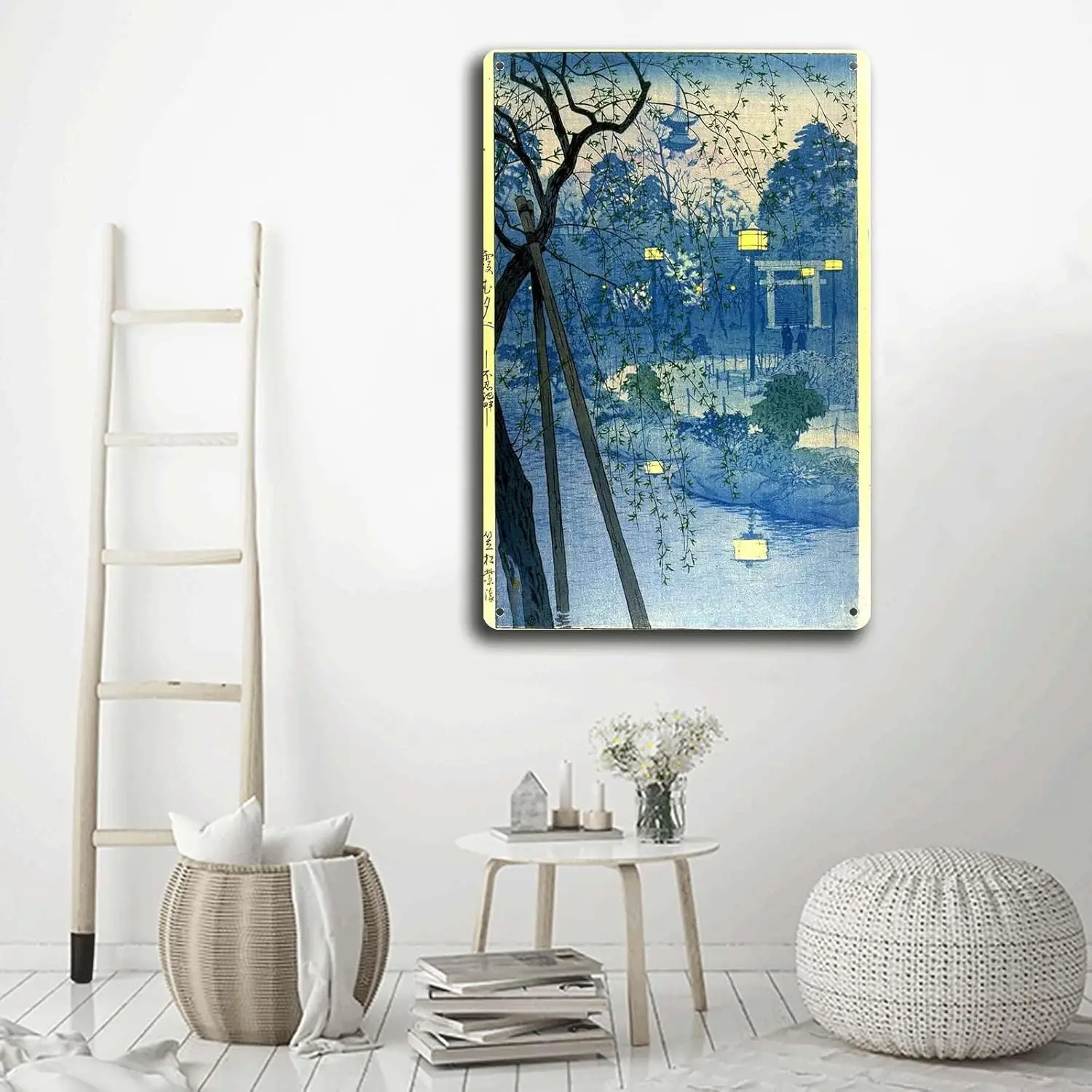 Металлические оловянные знаки туманная ночь в Shinobazu пруд Токио касамацу японское