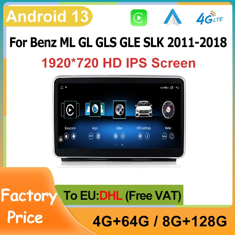 9-дюймовый Android 13 Carplay Auto для Mercedes Benz ML W166 GL X166 SLK Центральный мультимедийный плеер с