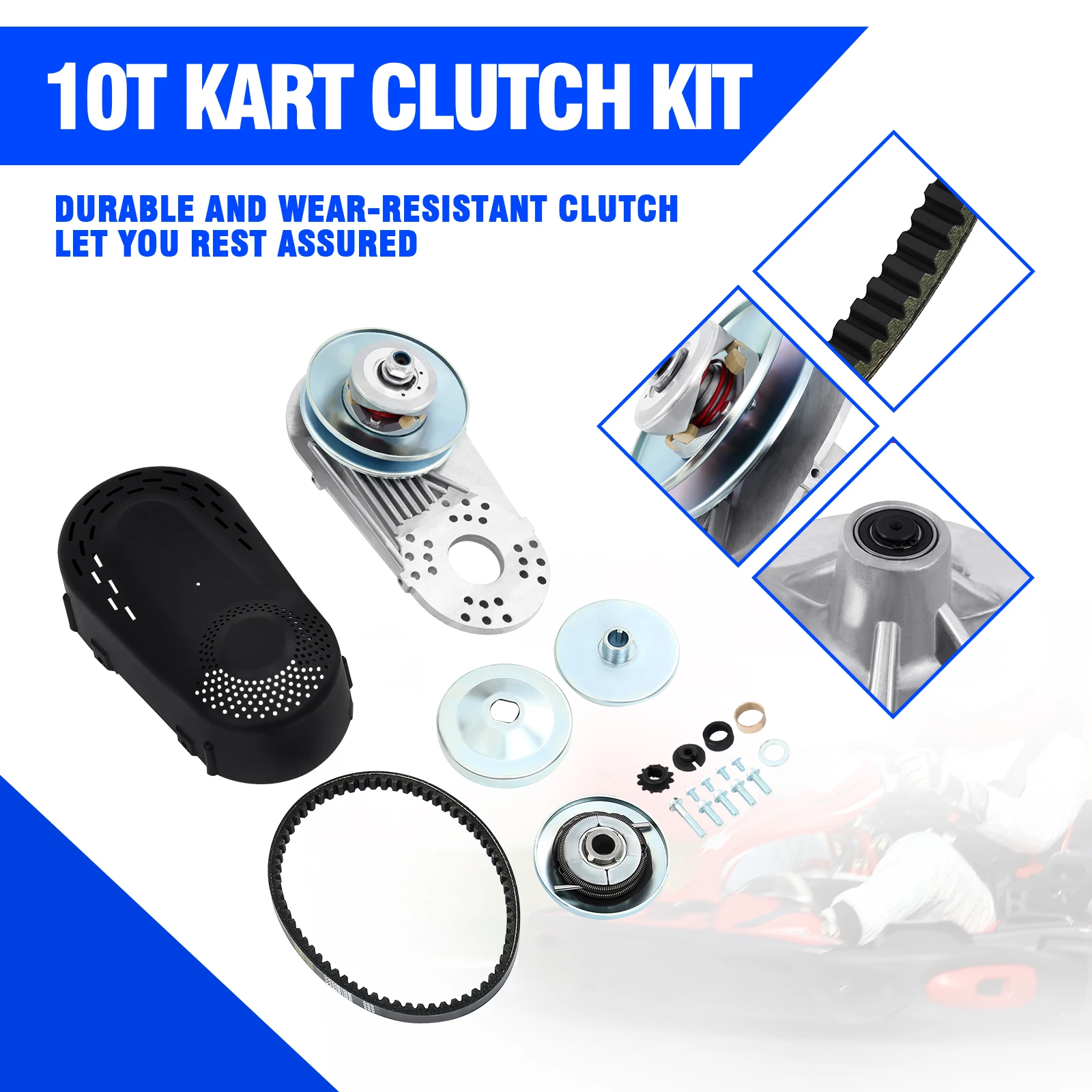

Samger 10T/12T Go Kart Clutch Kit Torque Converter Tools 3/4 Inch Replaces #35 CVT Clutch Small Engine Drive Belt For 2HP-7HP