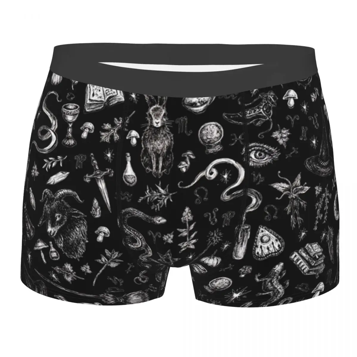 

Custom Salem Witch In Black Underwear Men Stretch Occult Witchy Magic Boxer Briefs