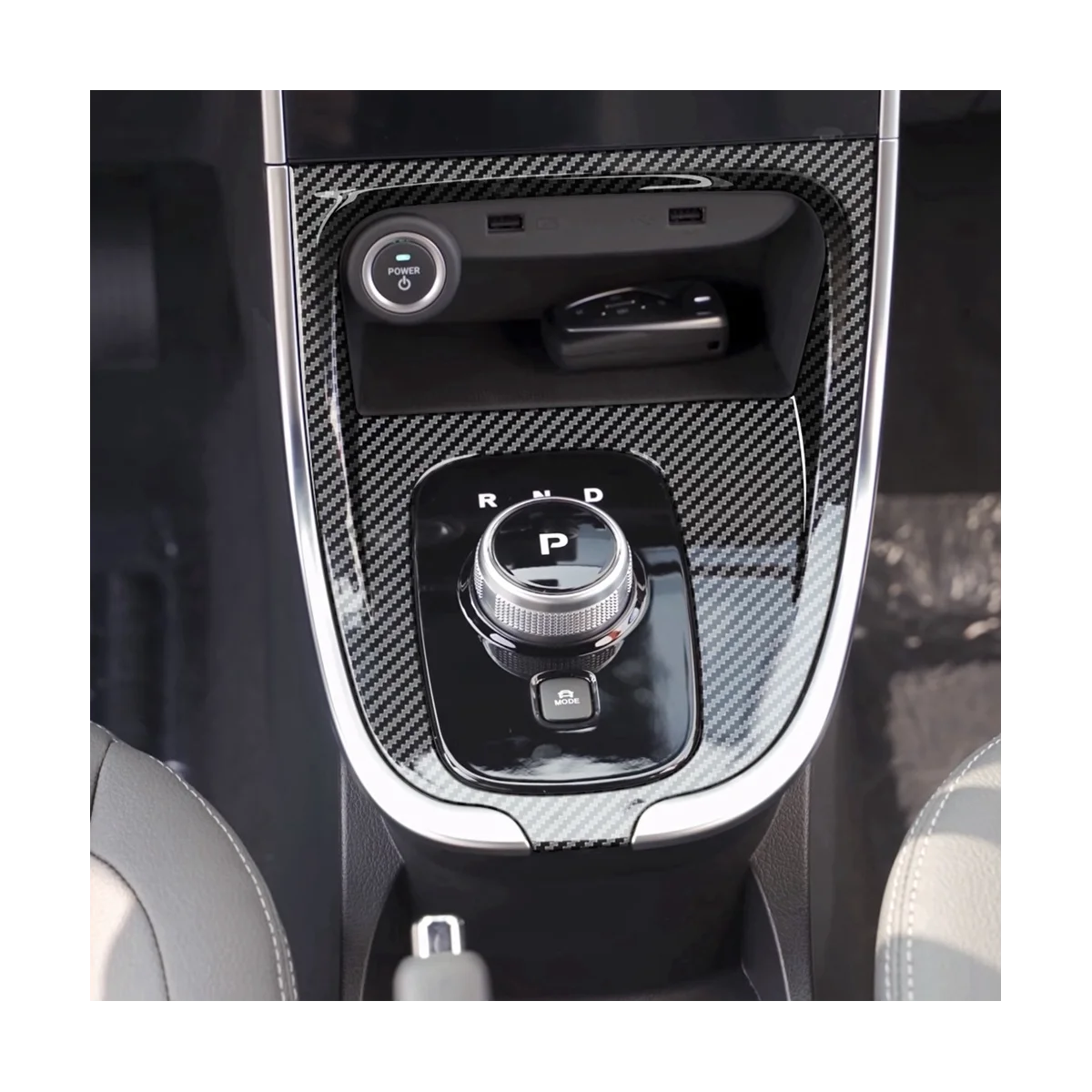 Фото Для Vinfast E34 VF-E34 2021-2023 панель переключения передач из углеродного волокна Обложка рамка декоративная наклейка ABS №2